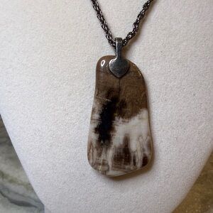 Artisan Brown Stone Pendant Necklace
